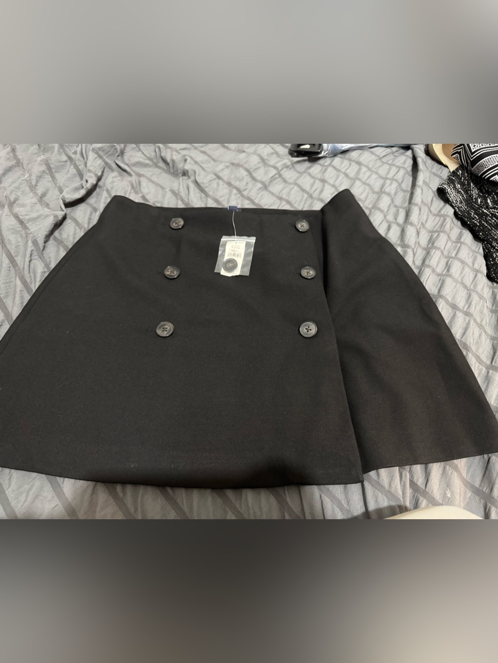 GAP Black Double-Button Wrap Mini Skirt